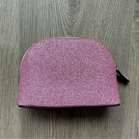 🆕 Kate Spade Pink Glitter Small Dome Make Up Cosmetic Pouch Bag - Picture 3 of 7